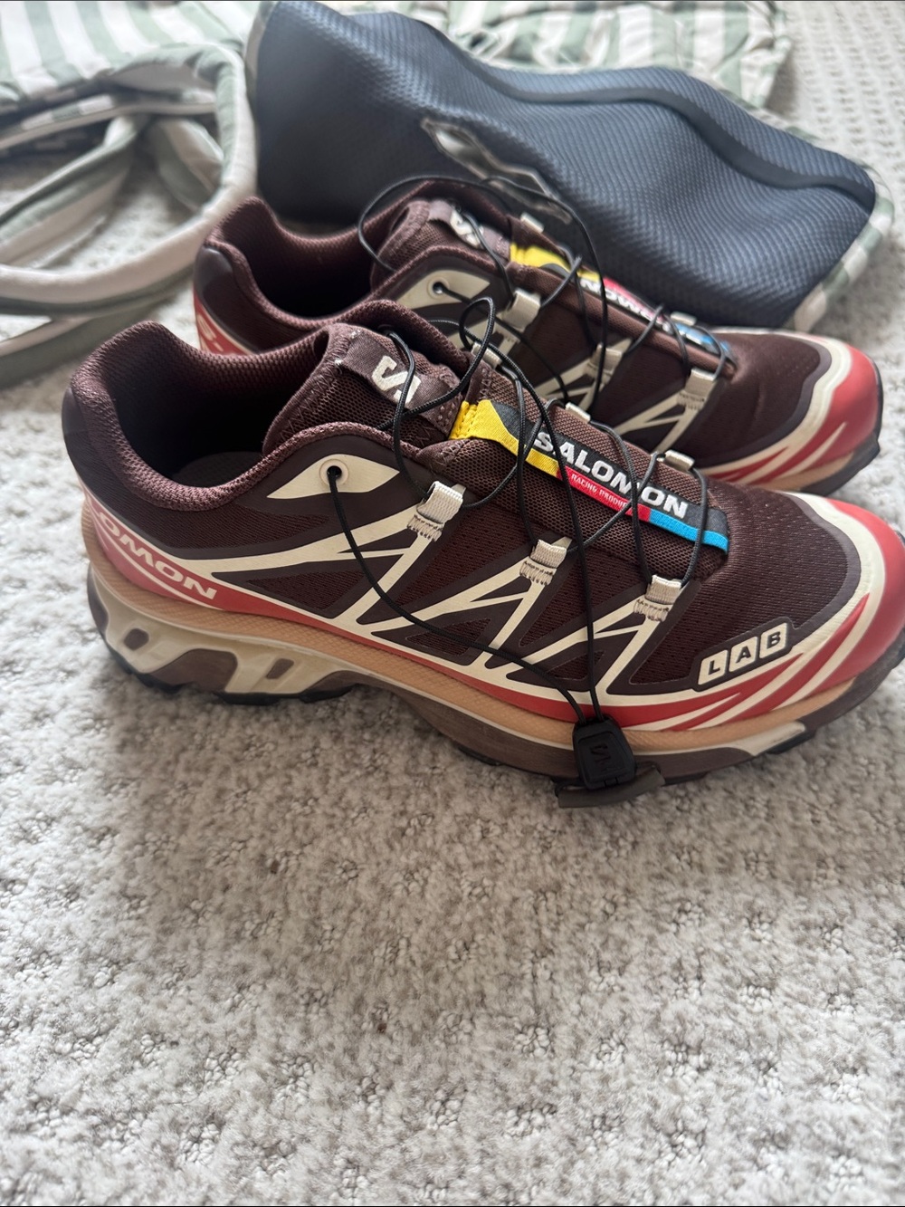 Salomon xt6 Brown, Red and Cream Trail Shoes